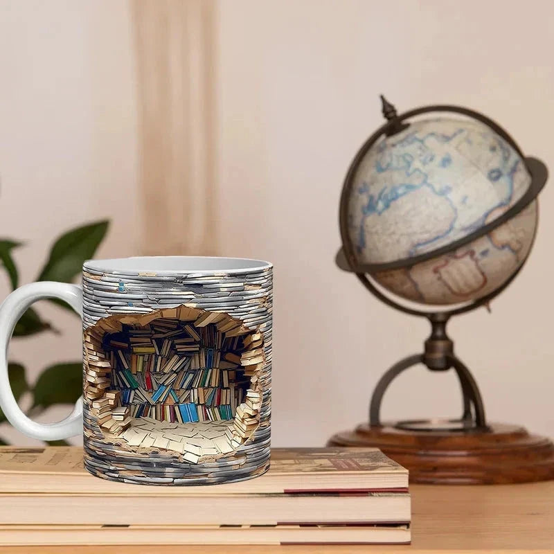 3D Bookshelf Coffee Mug for Book Lovers