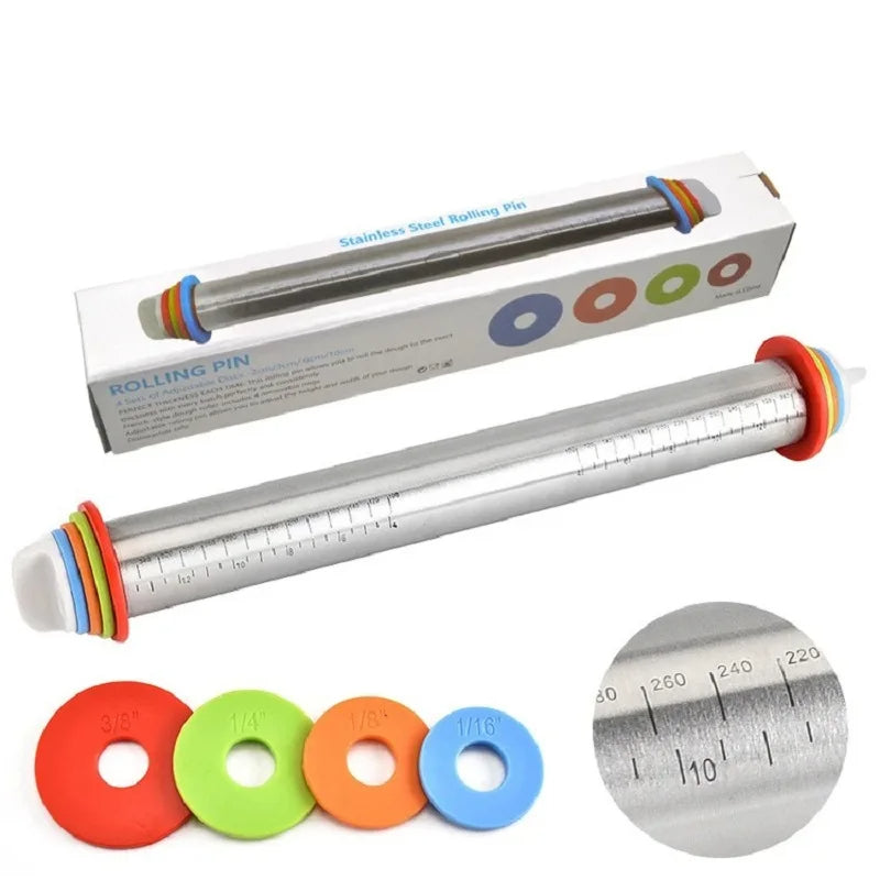 Adjustable Rolling Pin with Thickness Rings