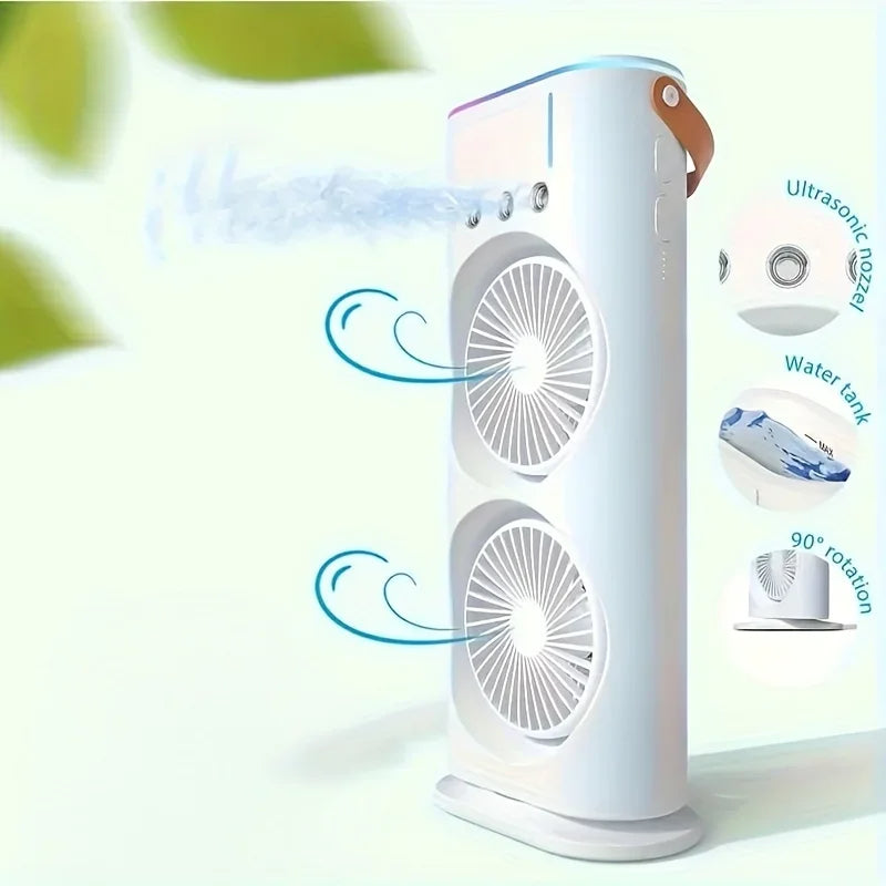 Dual-Head Portable Air Conditioner Fan