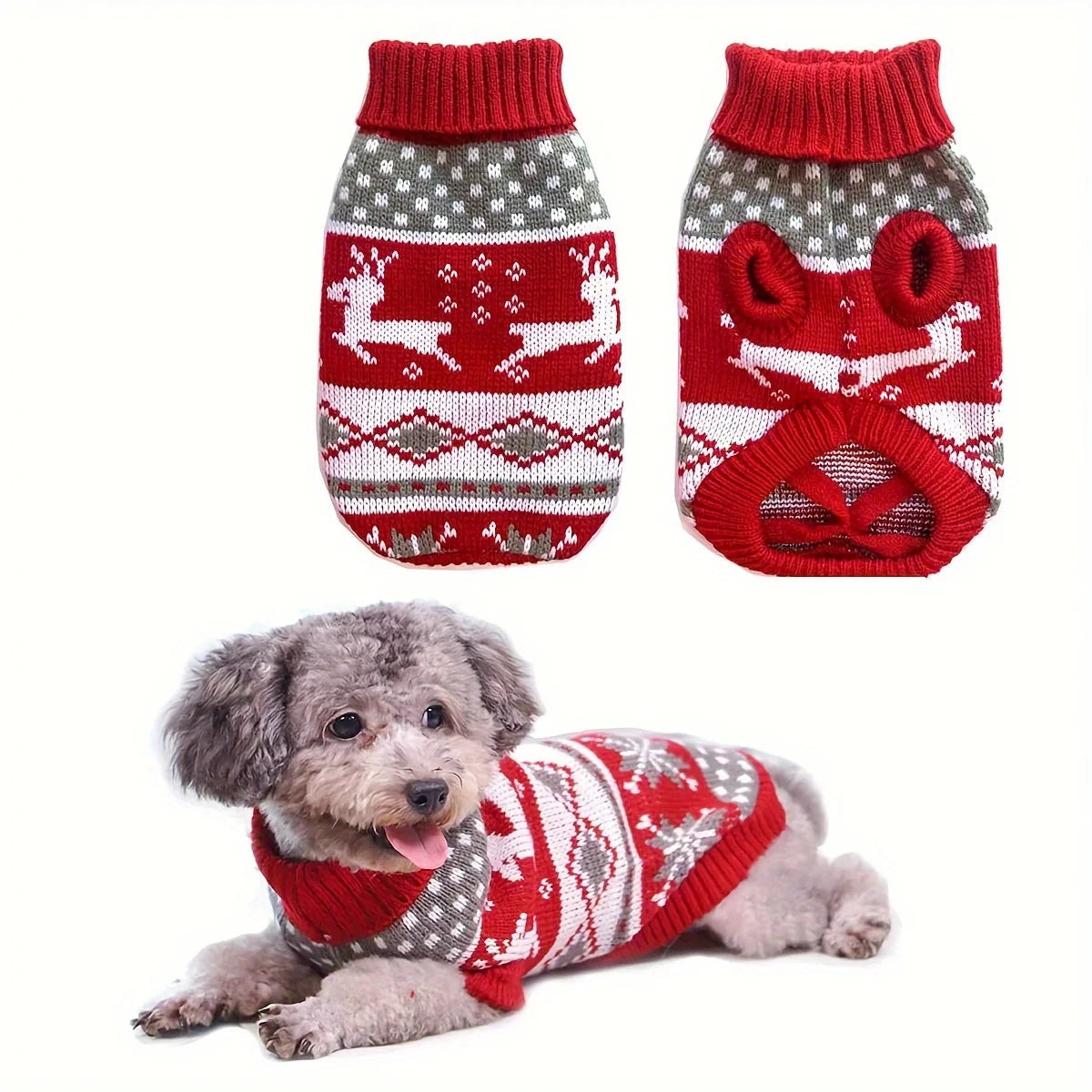 Knitted Christmas Sweater for Small Dogs