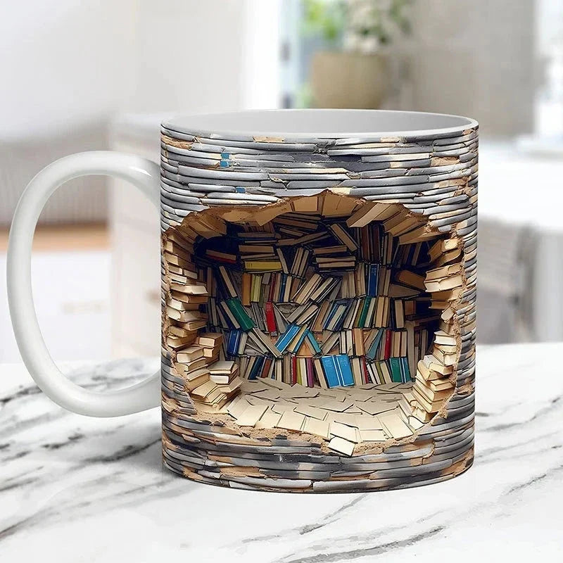 3D Bookshelf Coffee Mug for Book Lovers