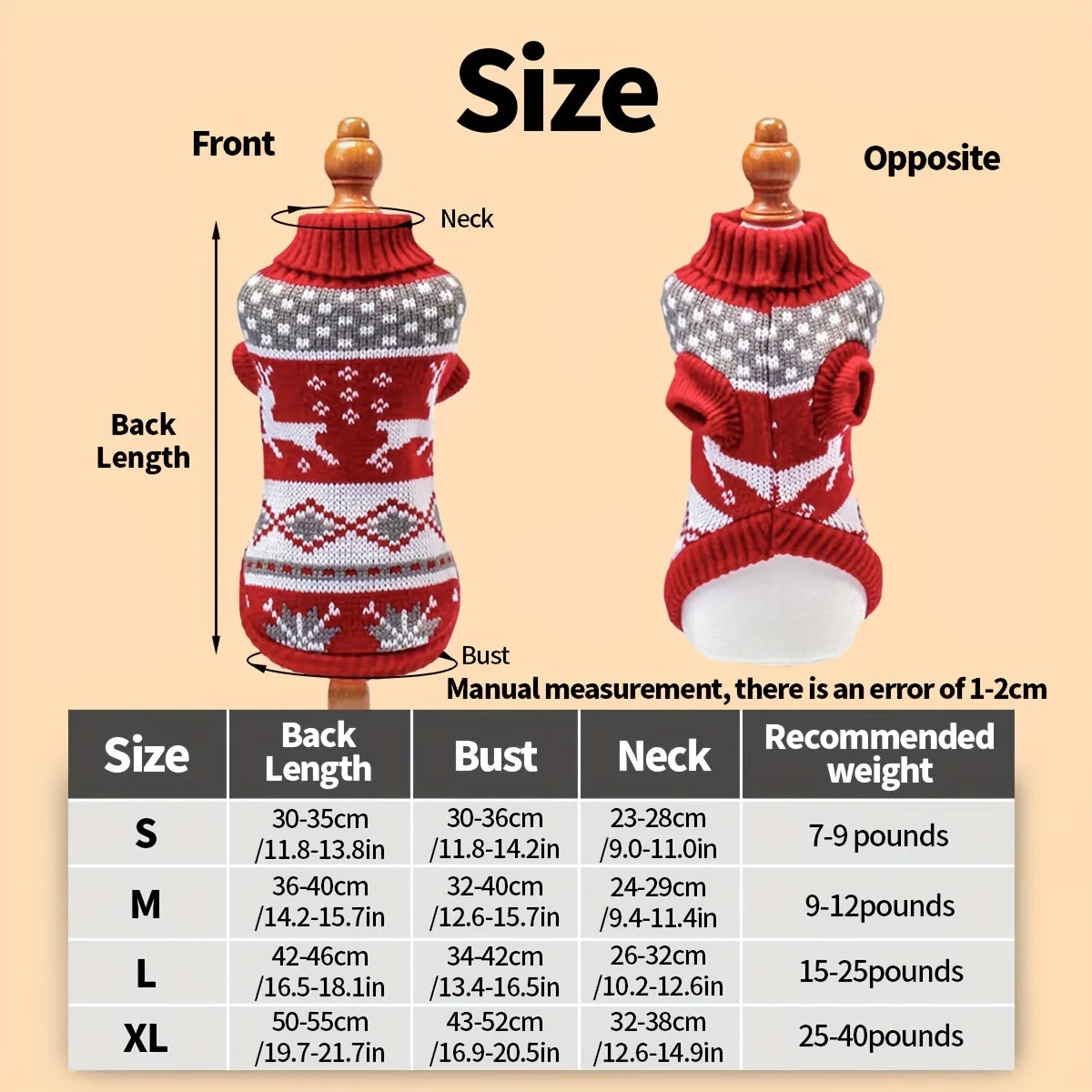 Knitted Christmas Sweater for Small Dogs