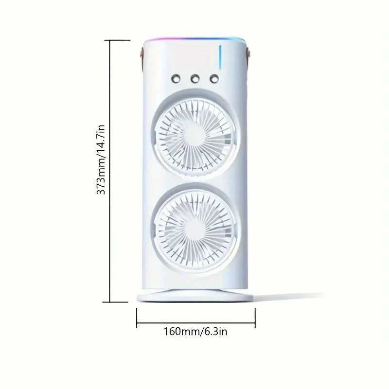 Dual-Head Portable Air Conditioner Fan