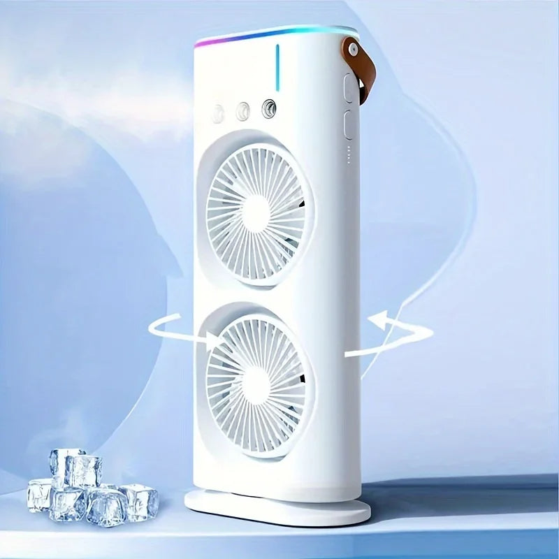 Dual-Head Portable Air Conditioner Fan