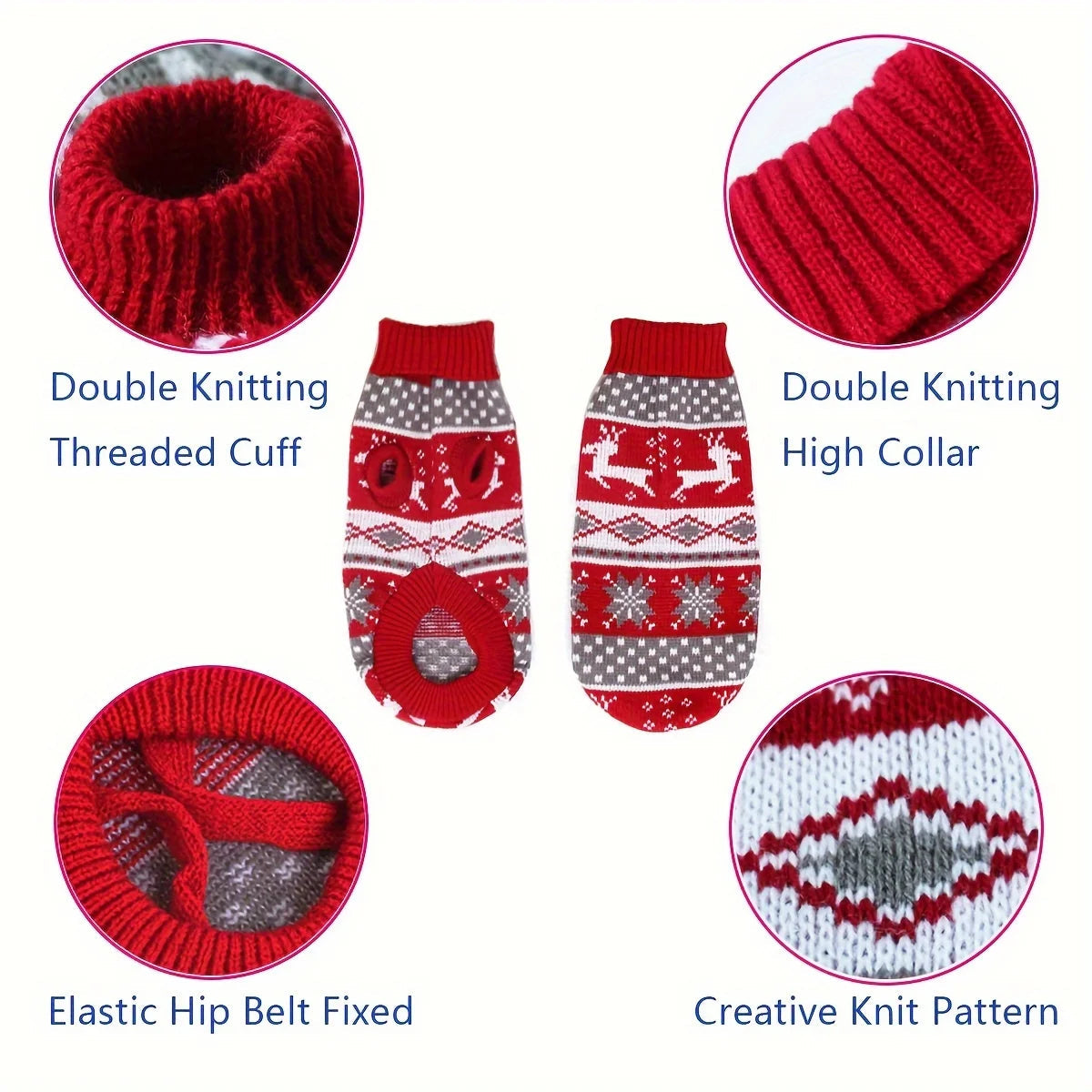 Knitted Christmas Sweater for Small Dogs