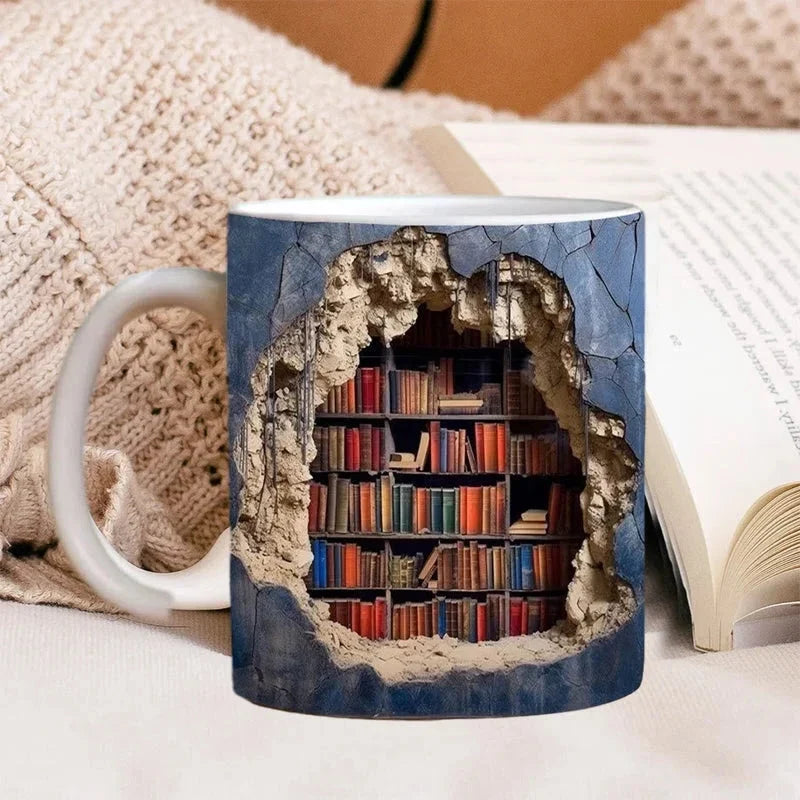 3D Bookshelf Coffee Mug for Book Lovers