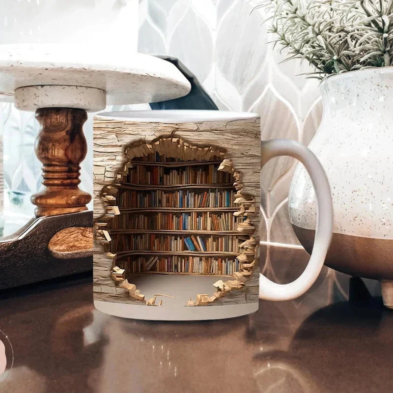 3D Bookshelf Coffee Mug for Book Lovers