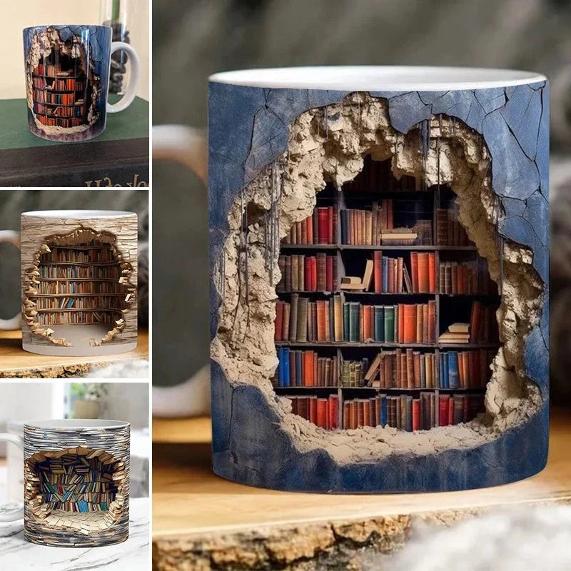 3D Bookshelf Coffee Mug for Book Lovers