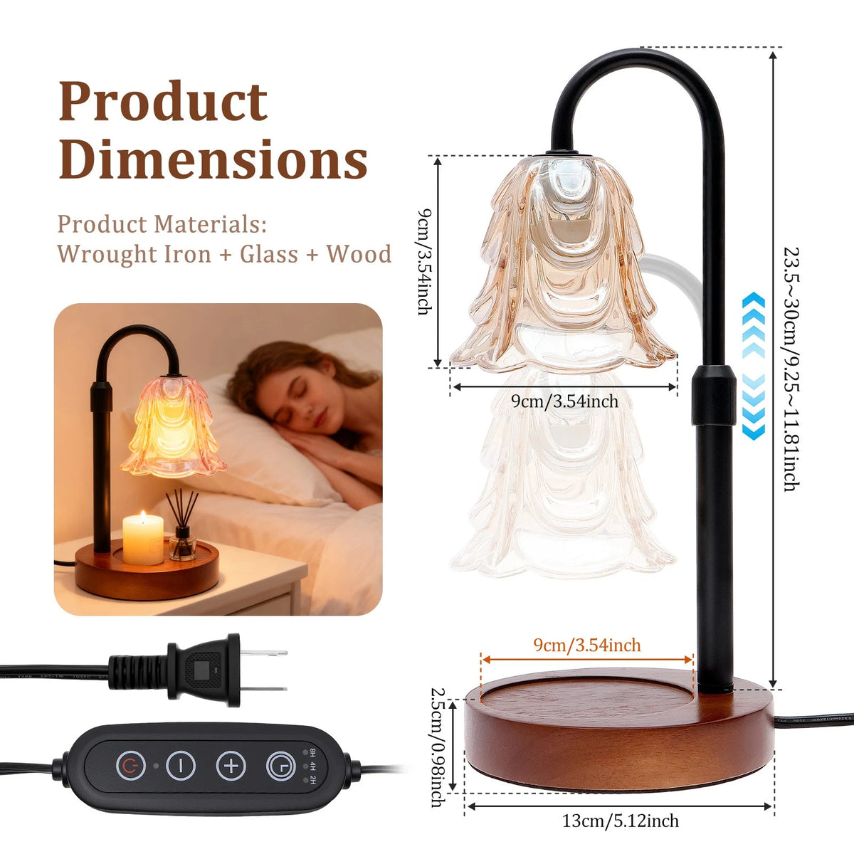 Dimmable Flower Candle Warmer Lamp
