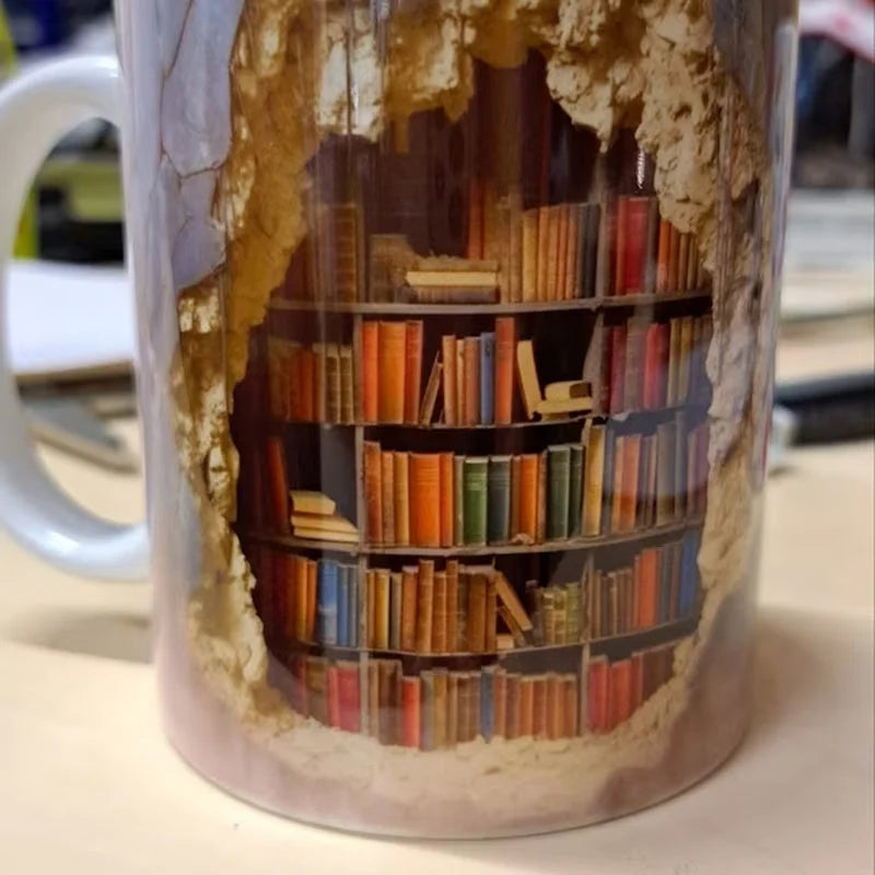 3D Bookshelf Coffee Mug for Book Lovers