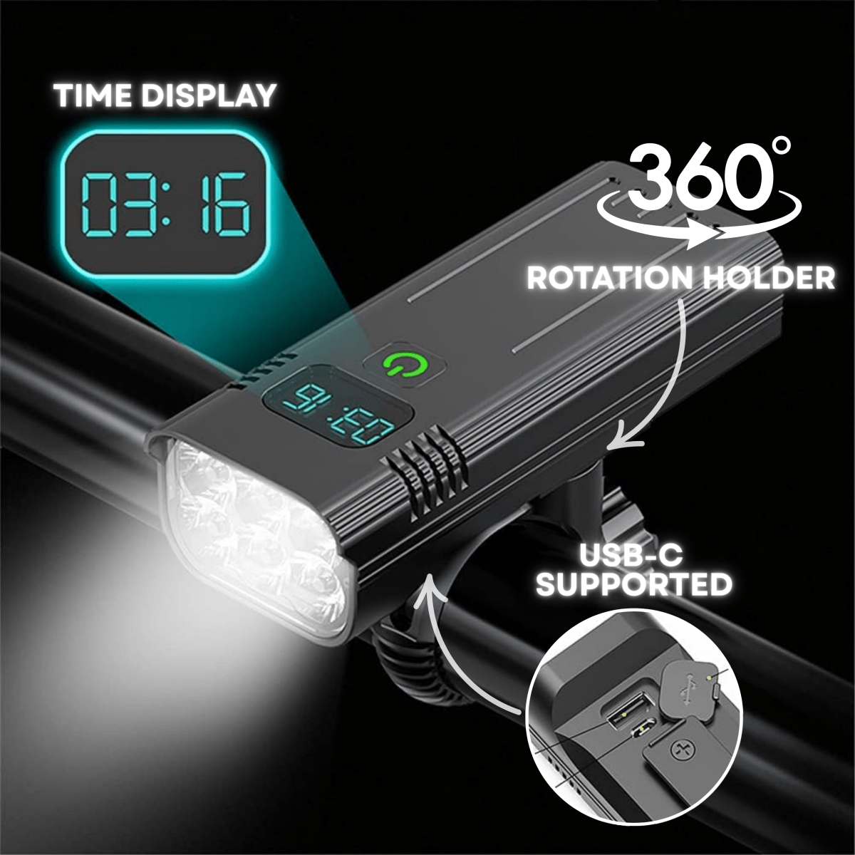 5000 Lumen USB-C Rechargeable Bike Light