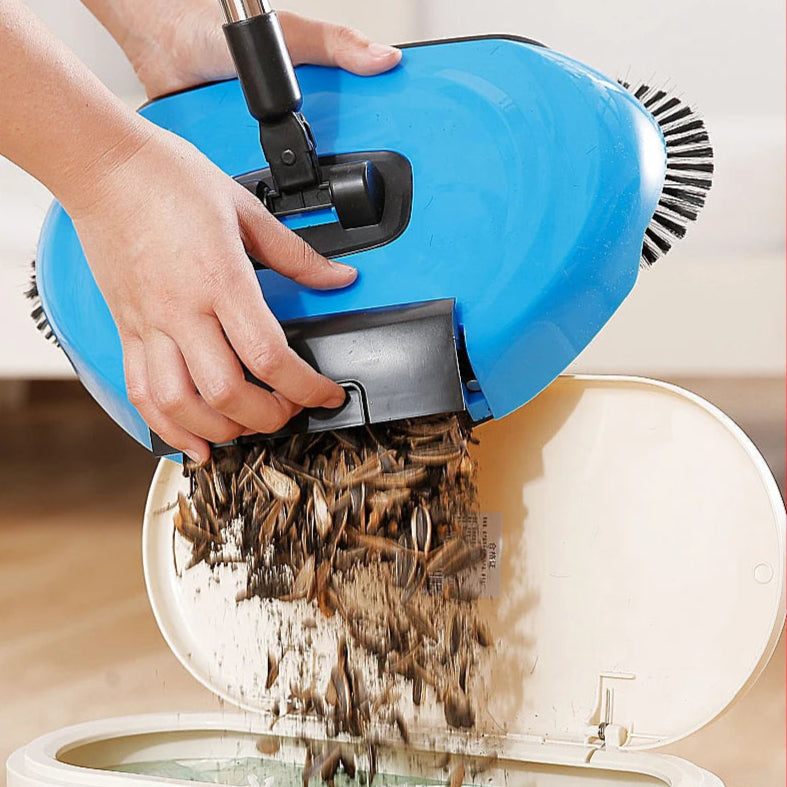 2-in-1 Manual Sweeper with Rotating Brush