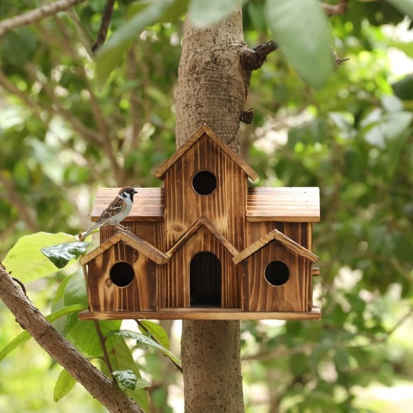 Handcrafted Wooden Birdhouse – 6 Holes