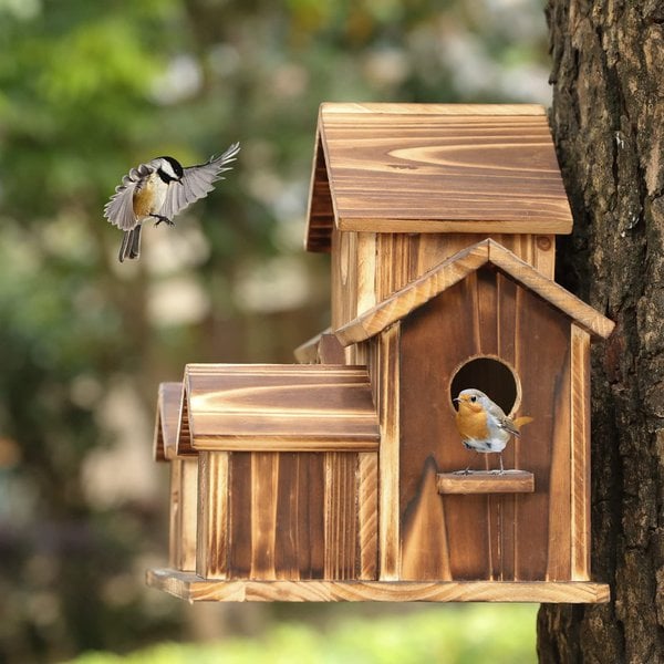 Handcrafted Wooden Birdhouse – 6 Holes