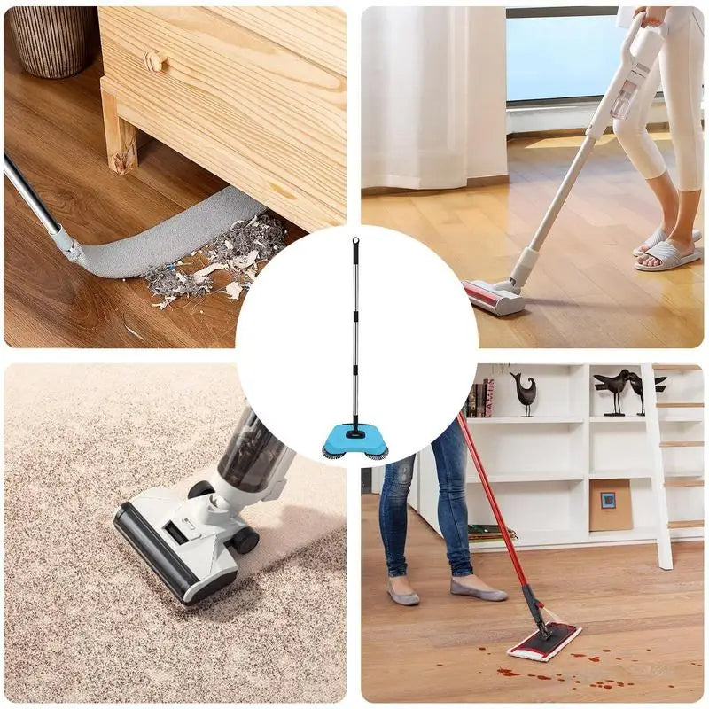 2-in-1 Manual Sweeper with Rotating Brush