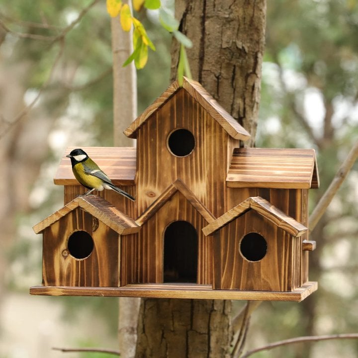 Handcrafted Wooden Birdhouse – 6 Holes