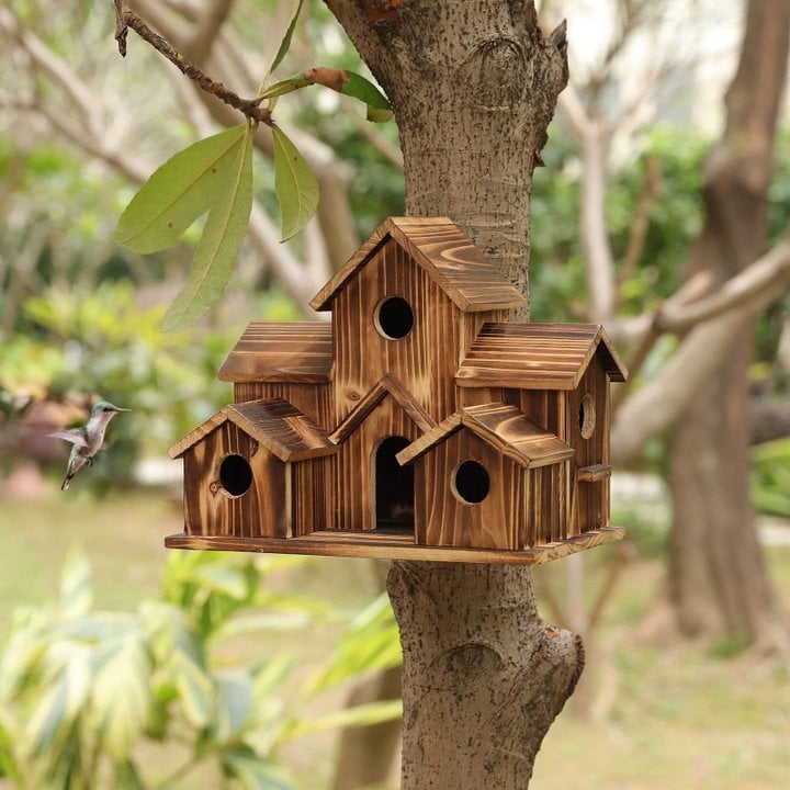 Handcrafted Wooden Birdhouse – 6 Holes