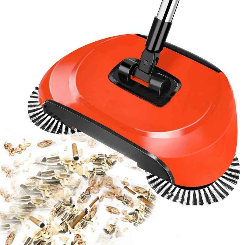 2-in-1 Manual Sweeper with Rotating Brush