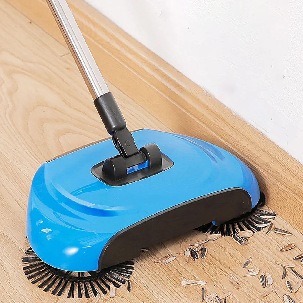 2-in-1 Manual Sweeper with Rotating Brush