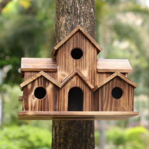 Handcrafted Wooden Birdhouse – 6 Holes