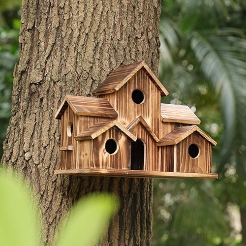 Handcrafted Wooden Birdhouse – 6 Holes