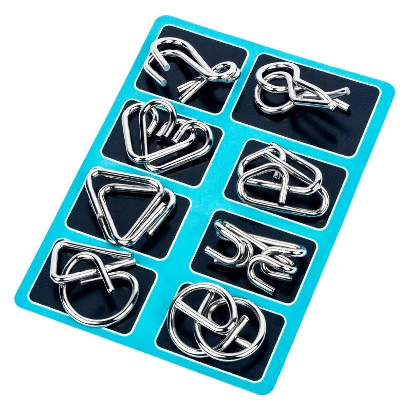 Metal Puzzle Ring Brain Teaser Set – 8 Piece