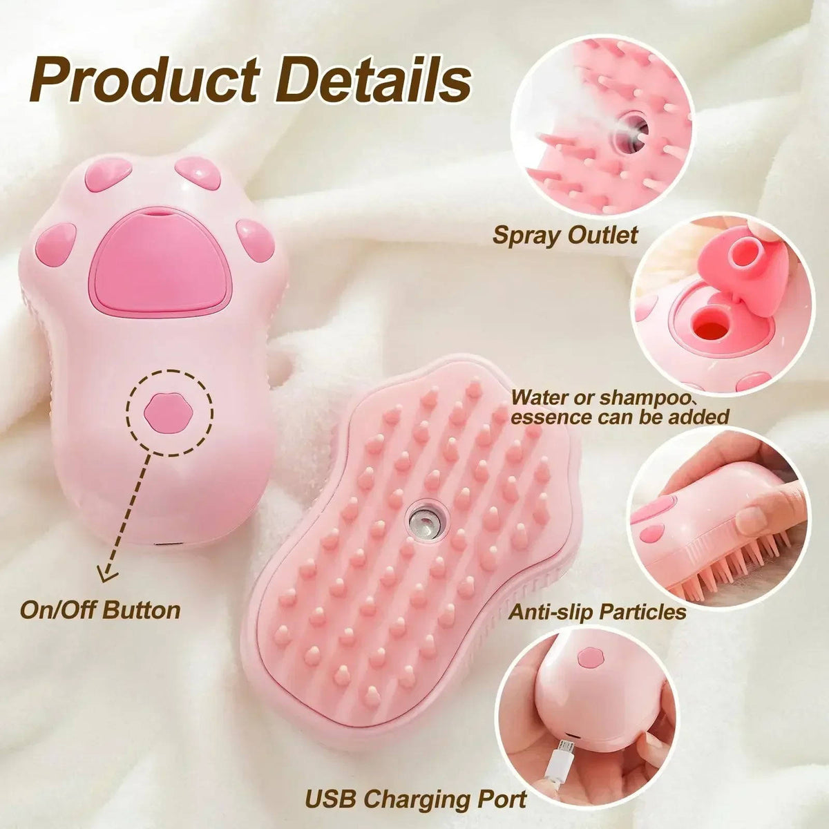 Steam Grooming Brush for Dogs