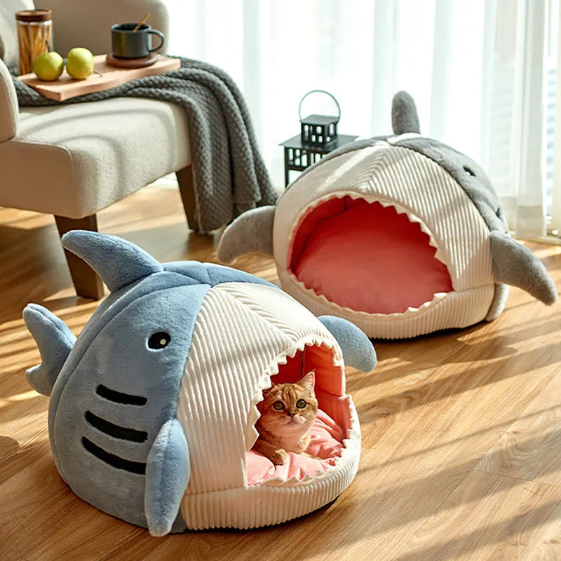 Shark-Shaped Cave Bed for Dogs & Cats