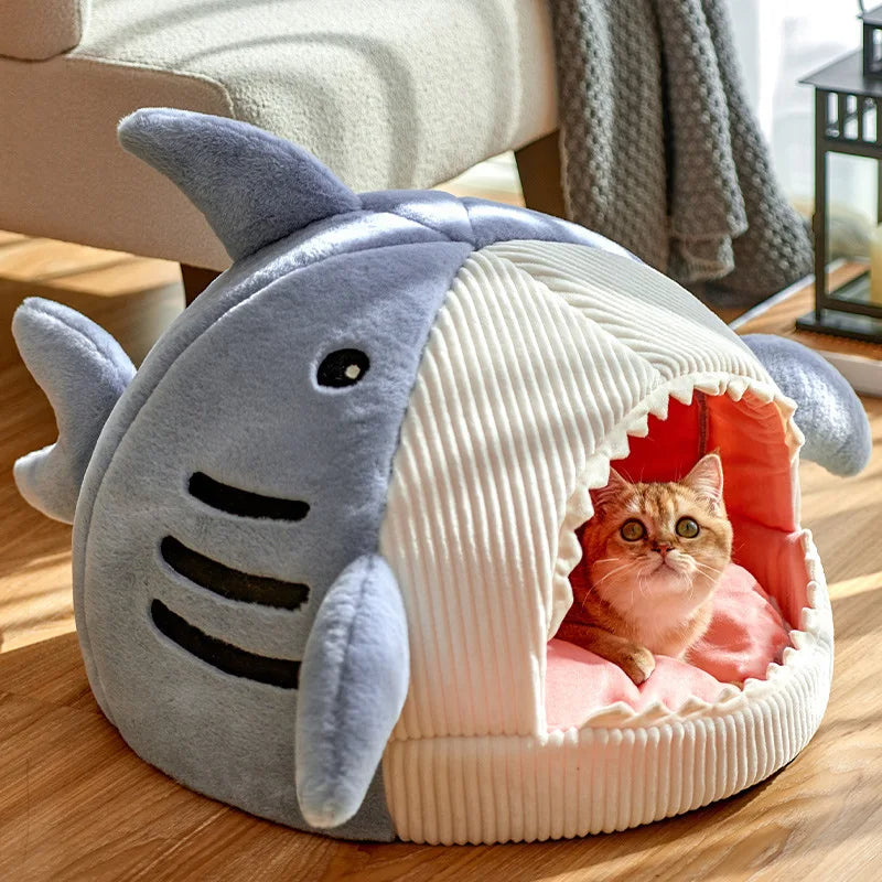 Shark-Shaped Cave Bed for Dogs & Cats