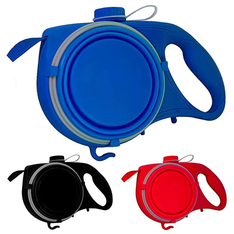 4-in-1 Dog Leash with Water Bottle & Bowl