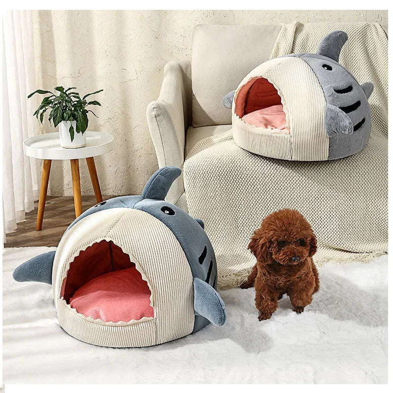 Shark-Shaped Cave Bed for Dogs & Cats