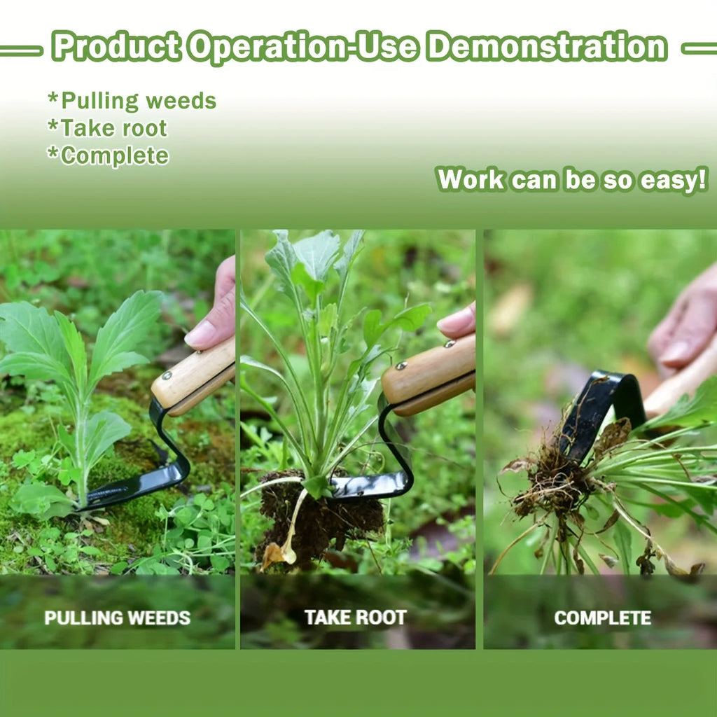 Stainless Steel Weed Puller with Wood Handle