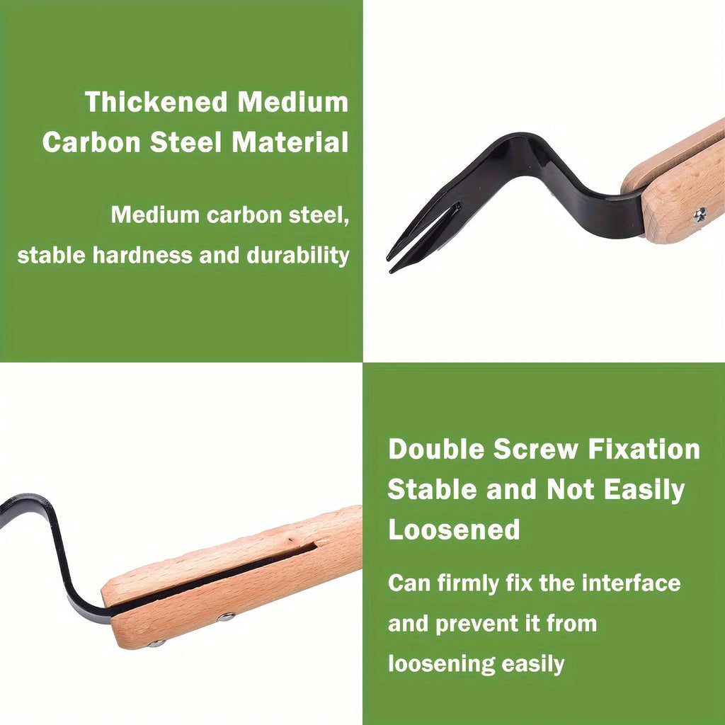 Stainless Steel Weed Puller with Wood Handle