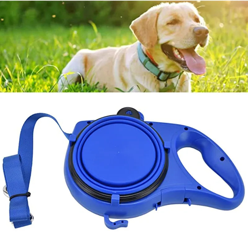 4-in-1 Dog Leash with Water Bottle & Bowl