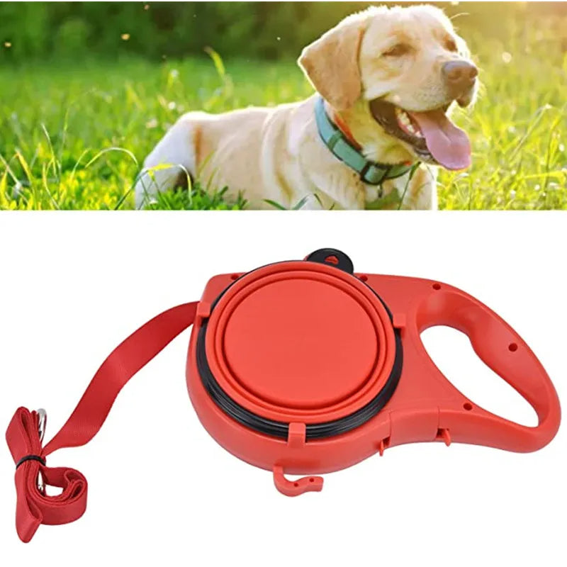 4-in-1 Dog Leash with Water Bottle & Bowl