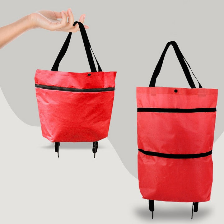 2-in-1 Foldable Rolling Shopping Cart Bag