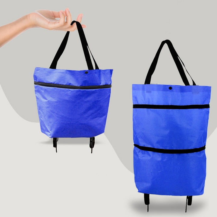 2-in-1 Foldable Rolling Shopping Cart Bag