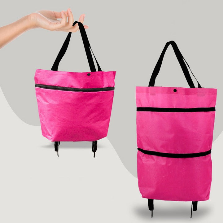 2-in-1 Foldable Rolling Shopping Cart Bag