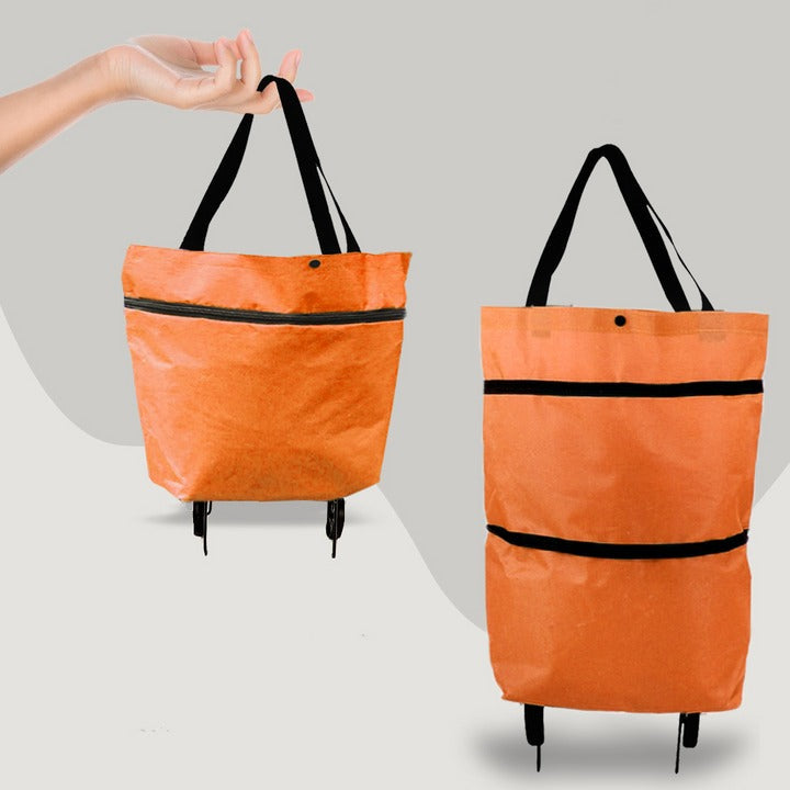 2-in-1 Foldable Rolling Shopping Cart Bag