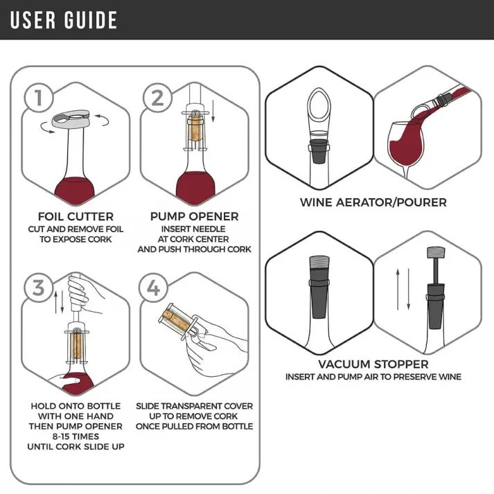 Air Pump Wine Bottle Opener Set