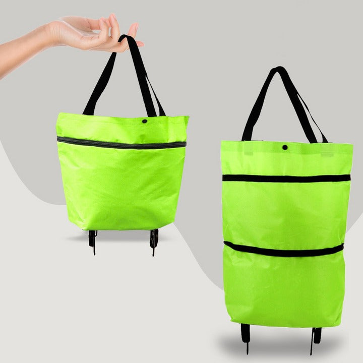 2-in-1 Foldable Rolling Shopping Cart Bag