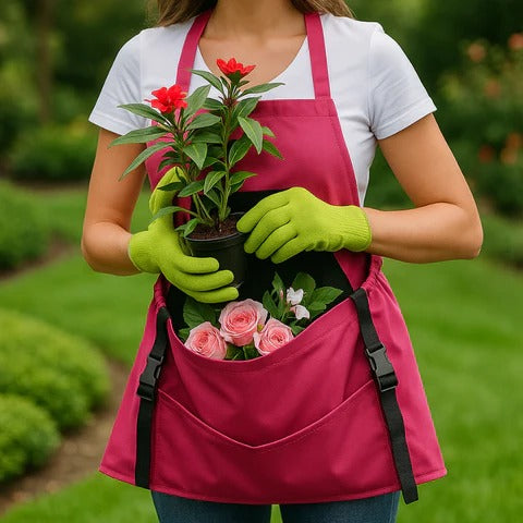 Garden Harvesting Apron with Drop-Release Pouch