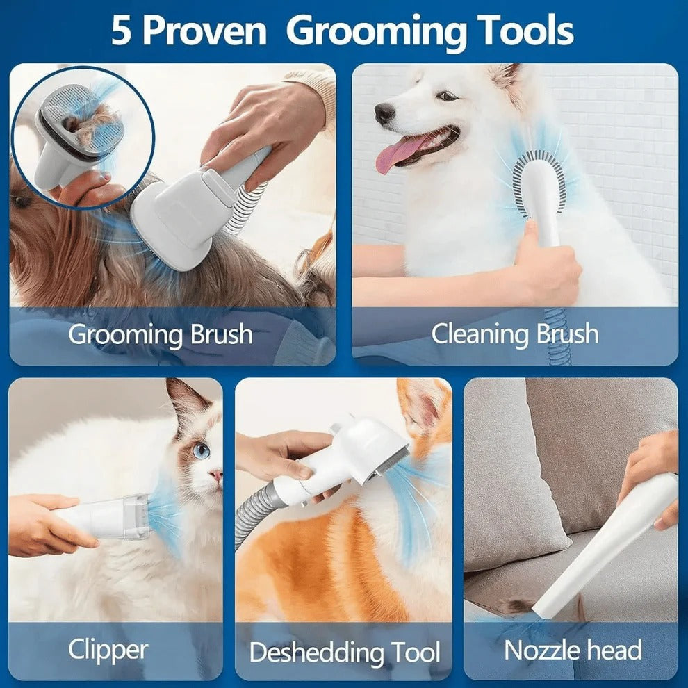 Low-Noise Dog Grooming Vacuum with Clipper Kit