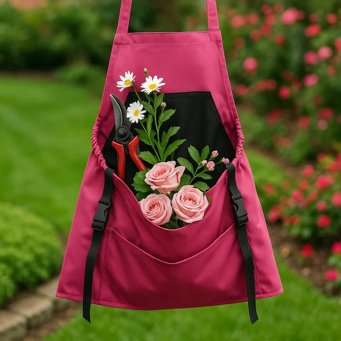 Garden Harvesting Apron with Drop-Release Pouch