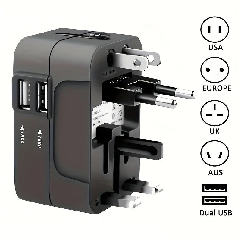 Universal Travel Adapter with Dual USB Ports