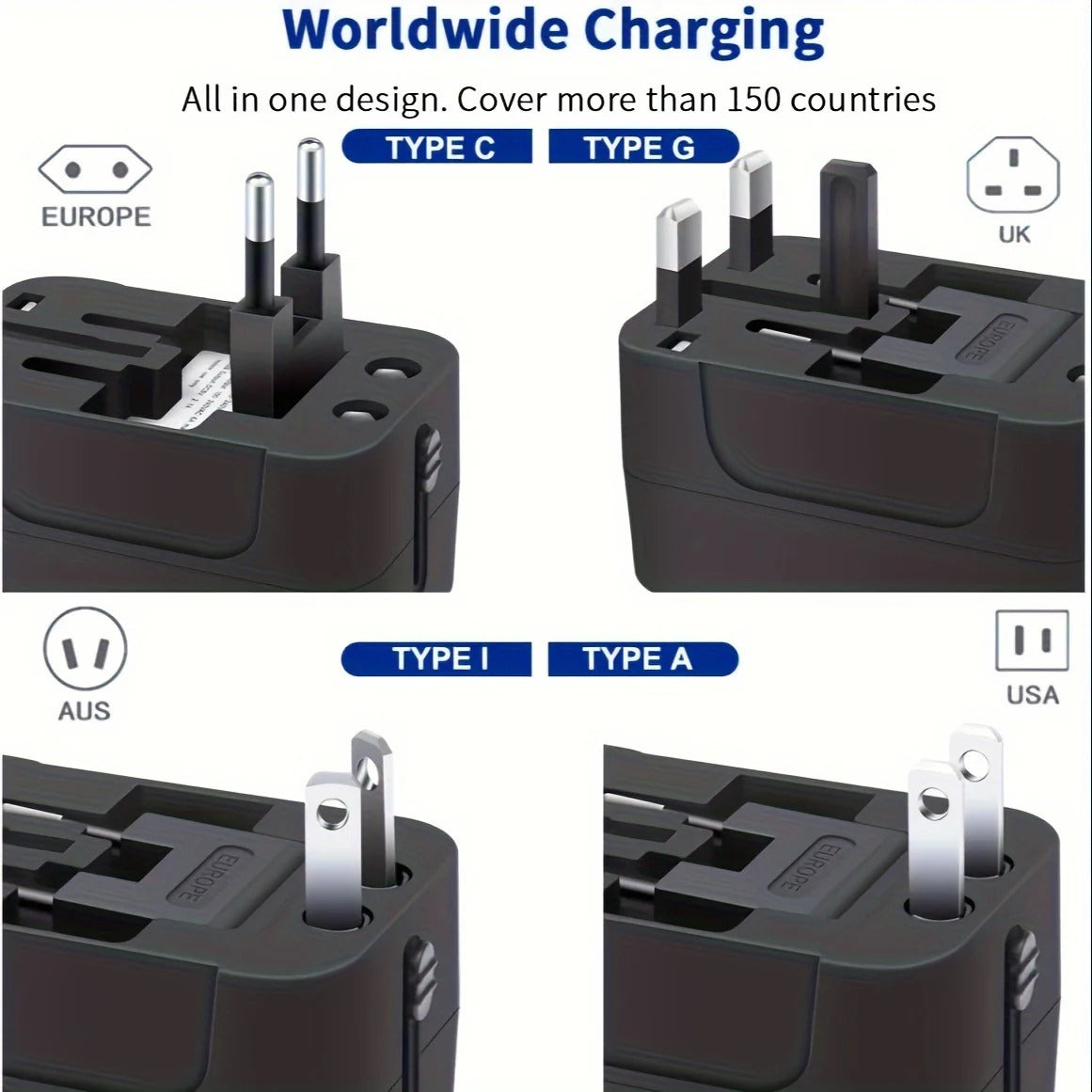 Universal Travel Adapter with Dual USB Ports