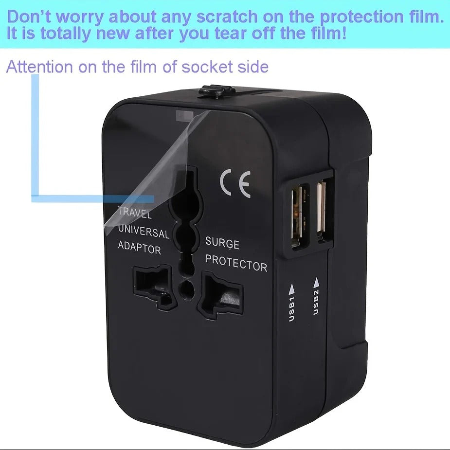 Universal Travel Adapter with Dual USB Ports