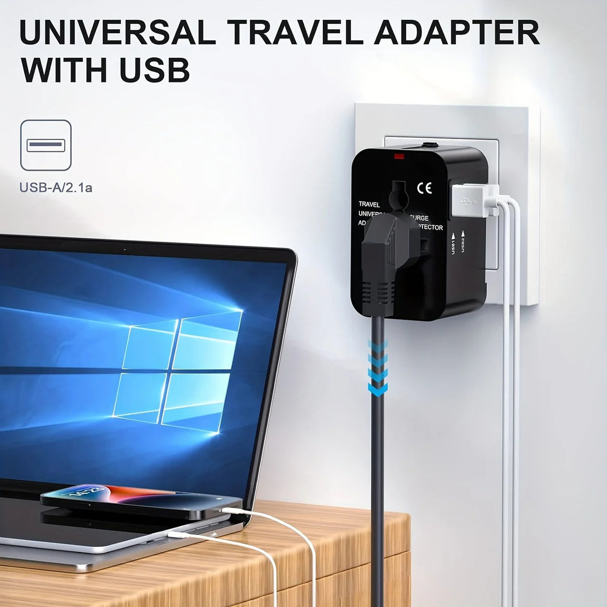 Universal Travel Adapter with Dual USB Ports