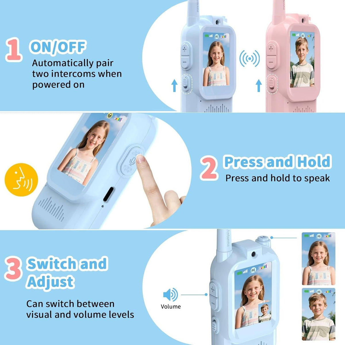 Kids' Video & Voice Walkie Talkies – 2 Pack