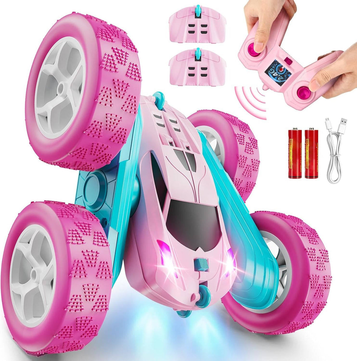 RC Stunt Car with LED Lights & 360° Flips
